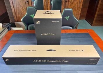 Sennheiser AMBEO Plus Soundbar & Subwoofer Bundle - Dolby Atmos Audiophile Audio, 350W Class-D amplifier