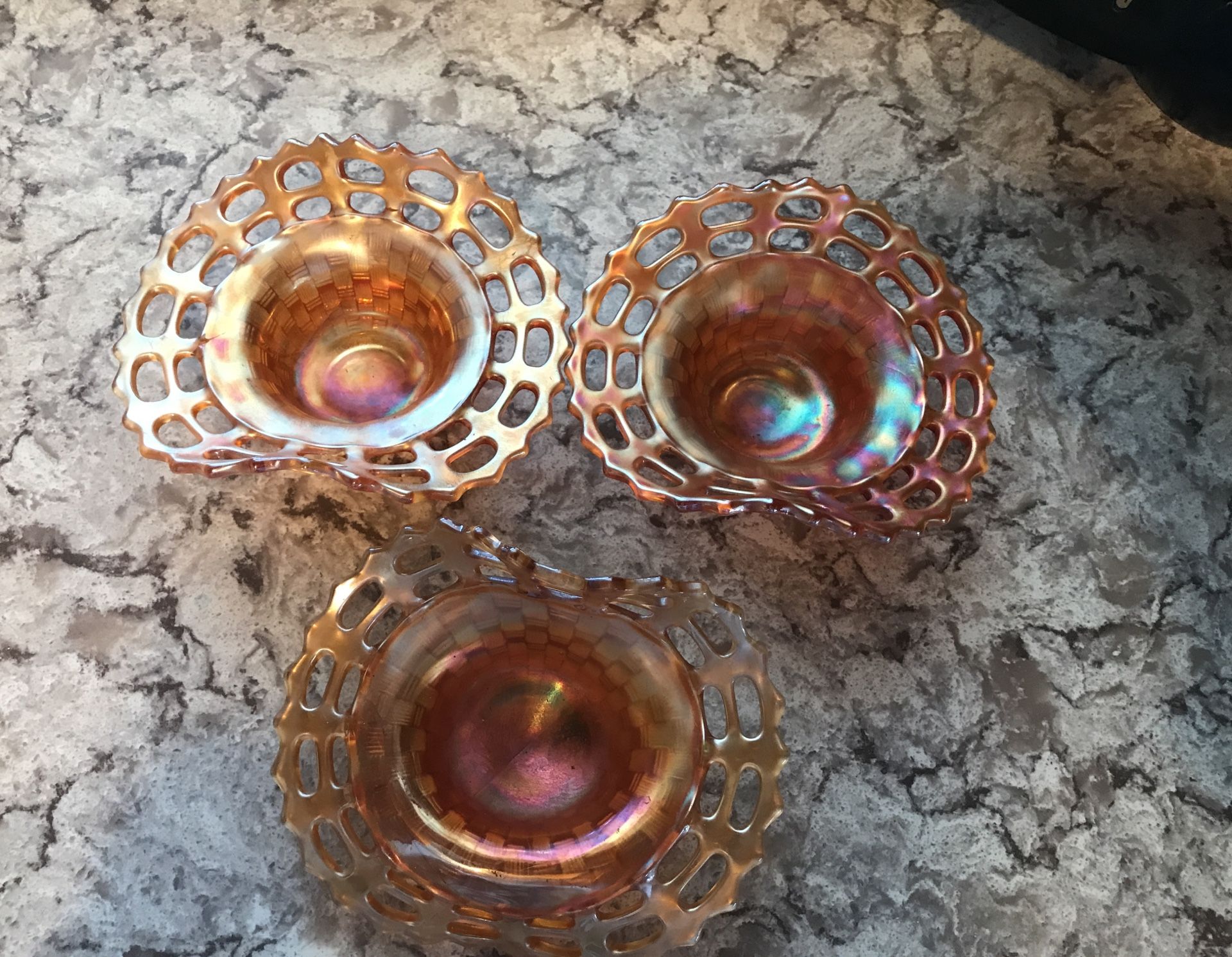 3 Carnival Glass Dishes