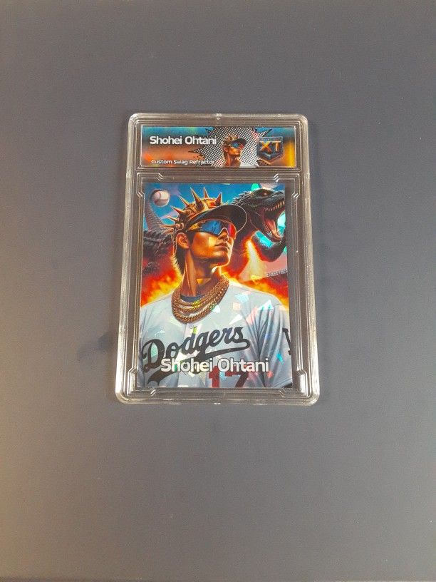 Shohei Ohtani Slab Cracked Ice REFRACTOR Original Art Novelty Card