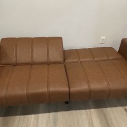 Brown Leather Couch That Can Be A Bed 