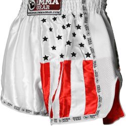 World MMA Gear Premium Muay Thai Shorts Handmade Retro, White XXL *BRAND NEW*