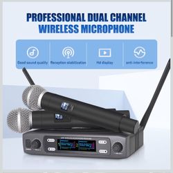 NG-2 Small Professional Wireless Microphone System, Two Handheld Metal Wireless Microphones, 165ft Range, for Karaoke, Weddings, Party Gatherings, Car