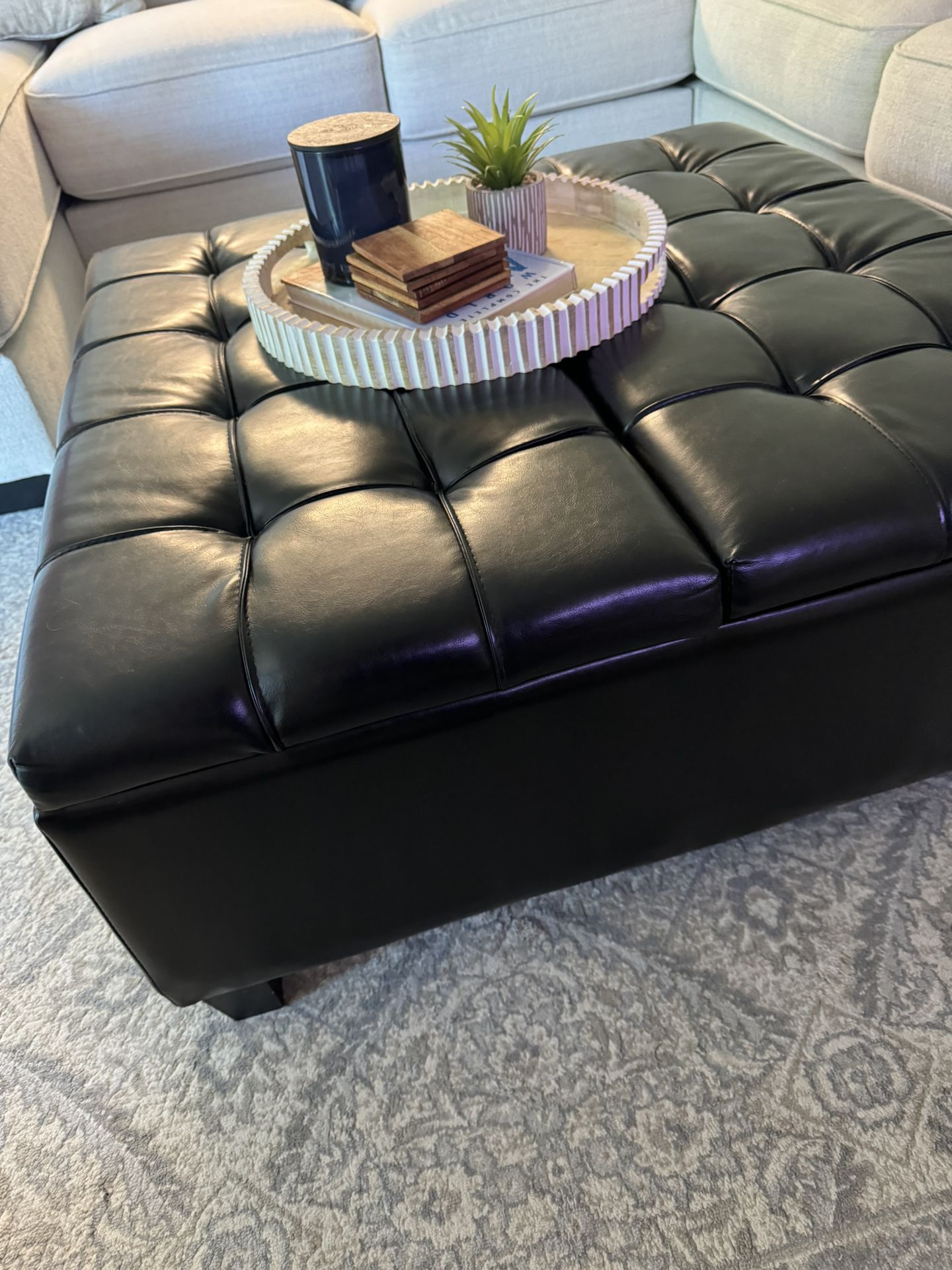 Black Ottoman / Table With Storage 