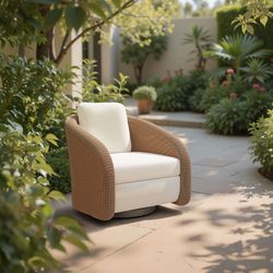 Solara Ivory Outdoor Swivel Chair