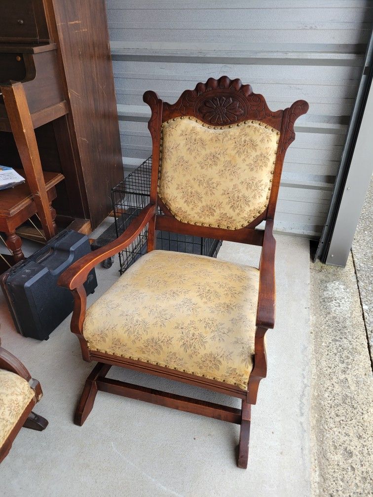  Antique Upholstered Rocking Chair