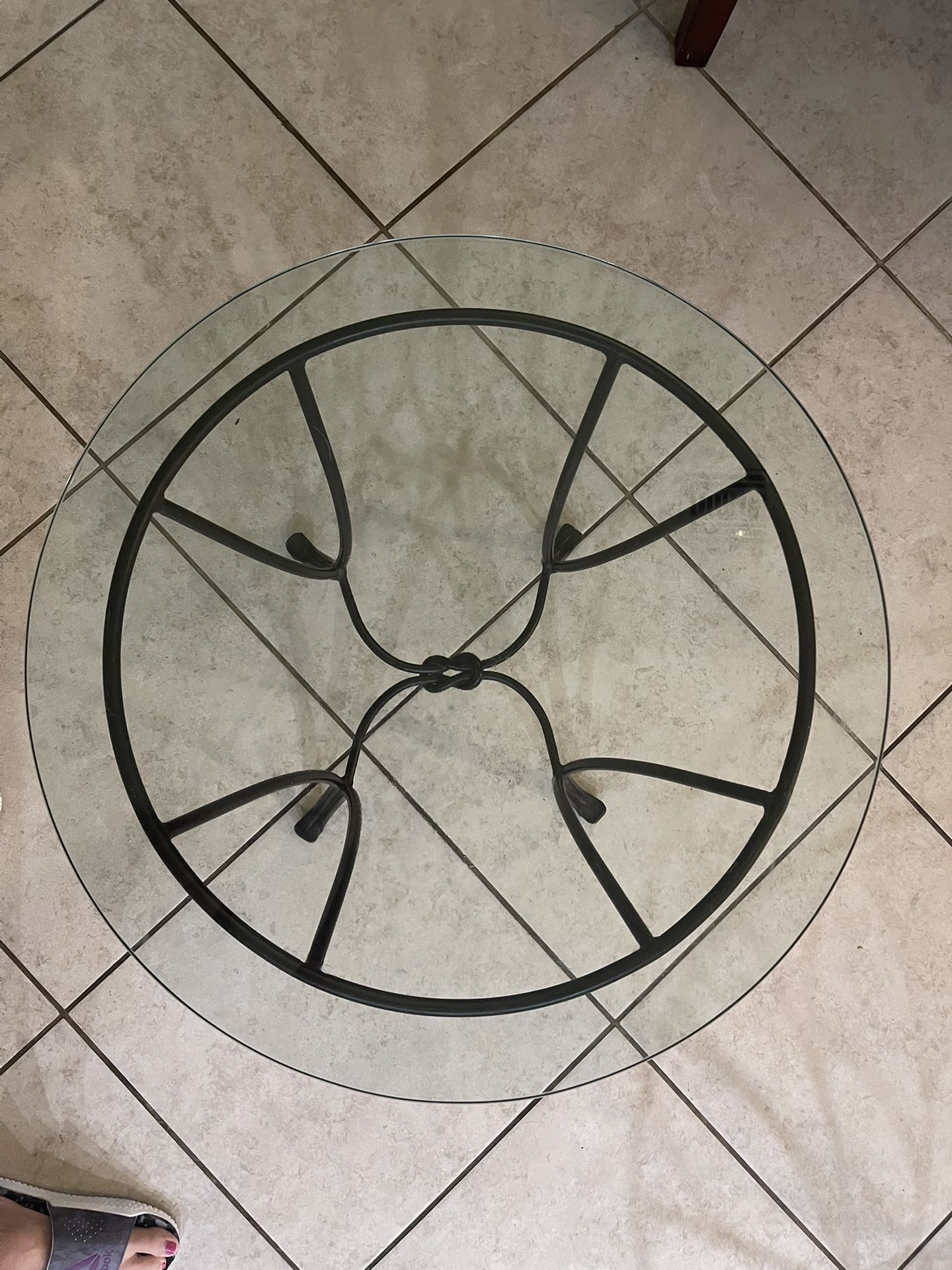 Round wrought iron coffee table and end table
