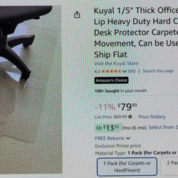 1/5" Thick Office Chair Mat, 36x48 With Lip