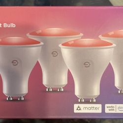 GU10 Smart Bulb, Matter RGBWW Light Bulb Work with Alexa, Google Assistant, WiFi & Bluetooth Color Changing MR16 LED Bulbs, 64 Dynamic Scenes, Syncs w