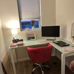 White Glass Desk 