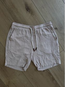 Men's Beige Linen Drawstring Shorts size 32