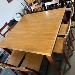 🍁 Counter-Height Dining Set – 54” Square Table w/ 5 Chairs