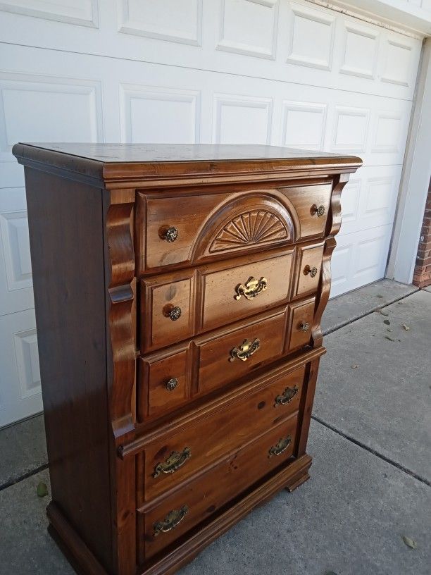 Solid Wood Dresser With Brass Fixtures