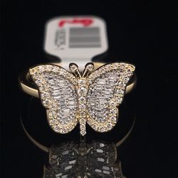10KT Yellow Gold Diamond Butterfly Ring 3.30g .33CTW Size 7 180825
