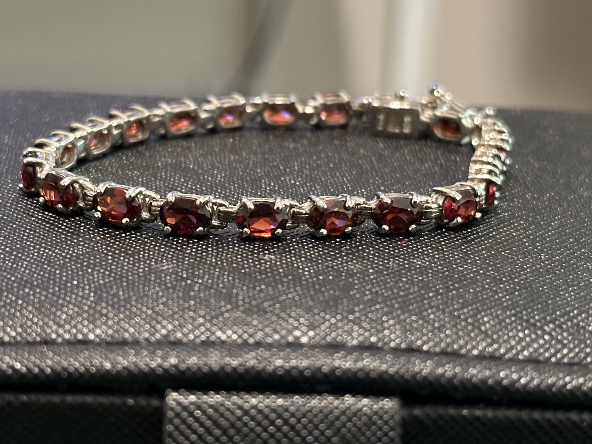 Natural Garnet 925 Tennis Bracelet 