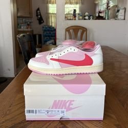 Jordan 1 Retro Low OG SP Travis Scott Sail Tropical Pink Size 9.5