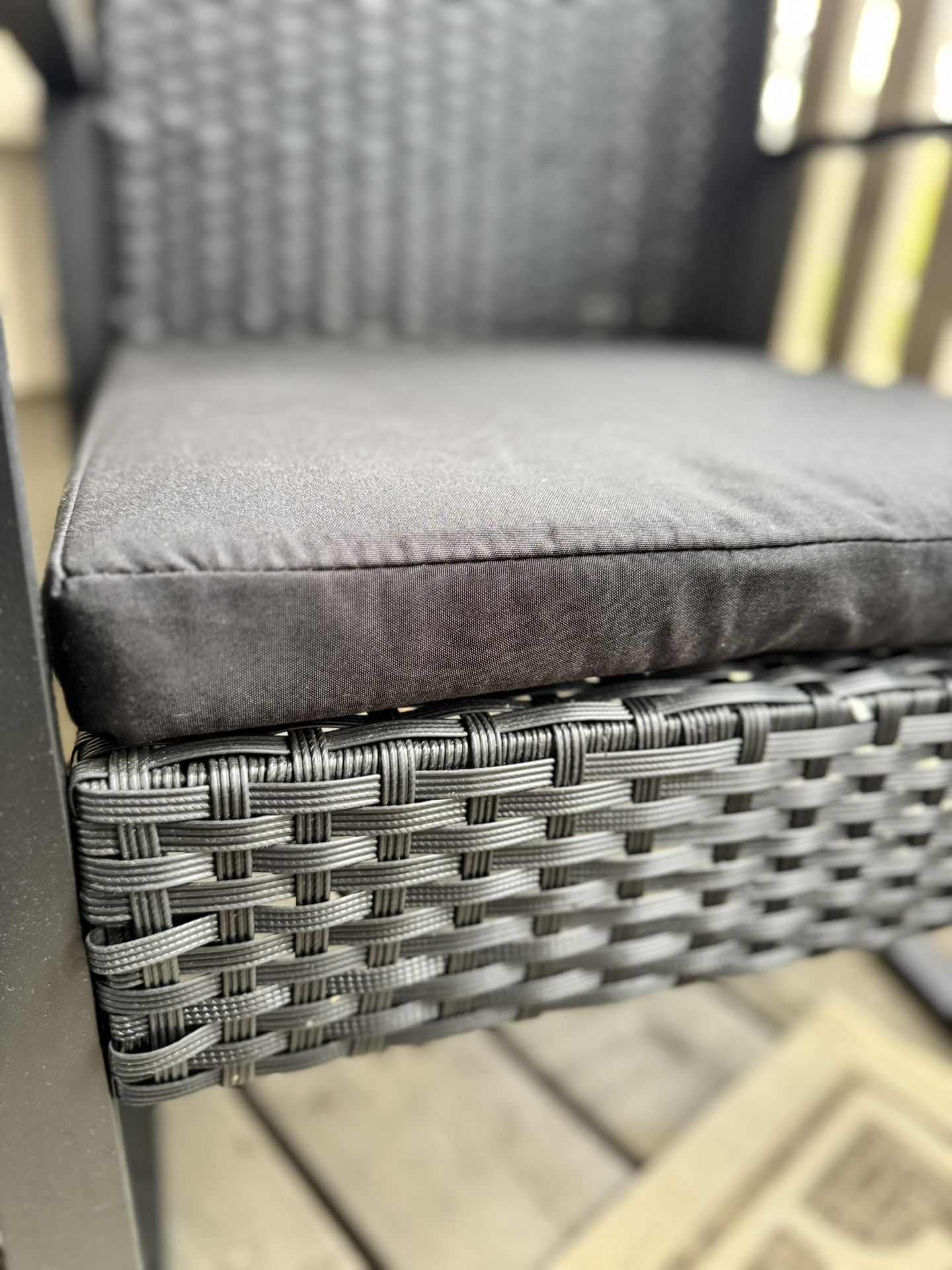 Outdoor table with chairs.