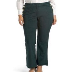 New Madison D’Amelie Pants Women’s Size 12 Trousers Green Velvet Velour Sailor NWT