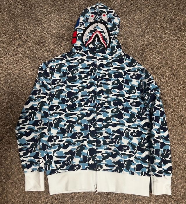 Blue Bape Hoodie Large New