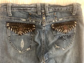Distressed Womens Jeans, Studs & Stars Size 31