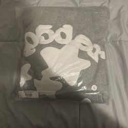 Grey men’s Sp5der hoodie Large 