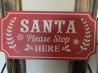 Santa please stop here Christmas Wood sign New