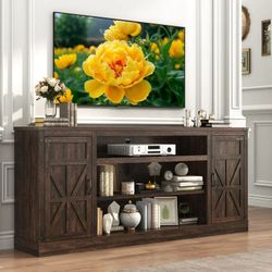 75" Farmhouse TV Stand for up 80" 85" TVs, 33" Tall Highboy Entertainment Center w Outlets USB Ports, Rustic Wood Media Console Cabinet w/Storage Shel