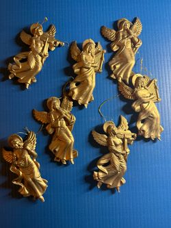7 Brass Angel Christmas Ornaments
