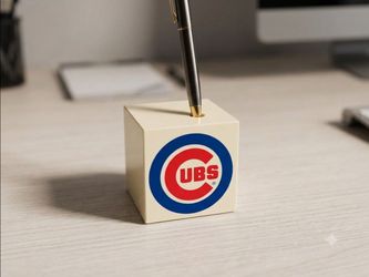 Vintage Chicago Cubs Weighted Desk Pen Holder Paperweight Base MLB Baseball 2"