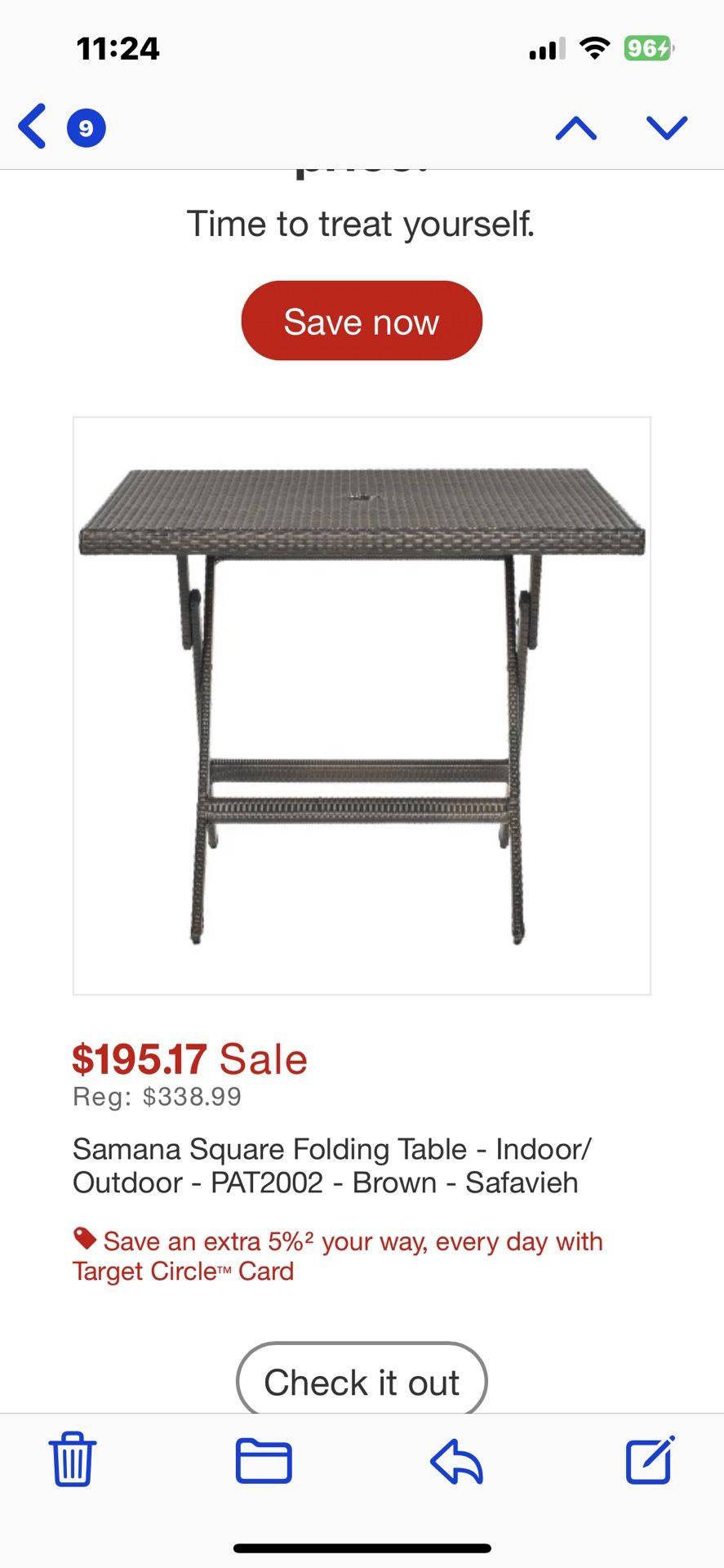 BRAND NEW IN BOX Outdoor Foldable Dining Table Folding Rattan Furniture Outdoor Indoor Camping Garden Pool