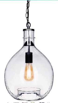 CASAMOTION Pendant Lights Kitchen Island Blown Glass Pendant Lighting Recycle Clear Ceiling Hanging Light Fixtures Modern Farmhouse Dining Room Table 