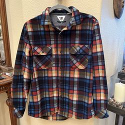 VISSLA Multicolor Plaid Polar Flannel Button Shirt Size Medium