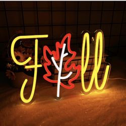 3-4 Thanksgiving Fall Neon Sign, Dimmable Autumn Maple Leaf LED Neon Sign for Wall Decor, USB Powered Thanksgiving Neon Light for Home, Harvest Celebr