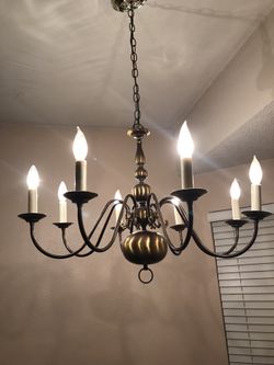 Very nice solid brass chandelier Eight lights 
