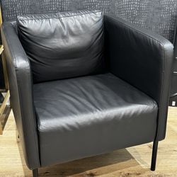 Modern Black Faux Leather Armchair 