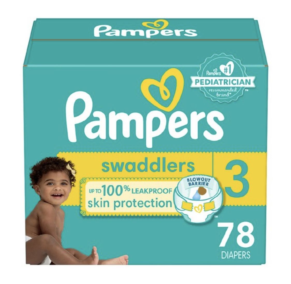 New 1 Box of Pampers Swaddlers Size 3 (78 diapers per box)
