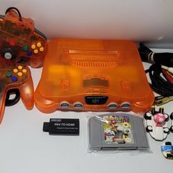 Orange Nintendo 64 With Mario Kart 