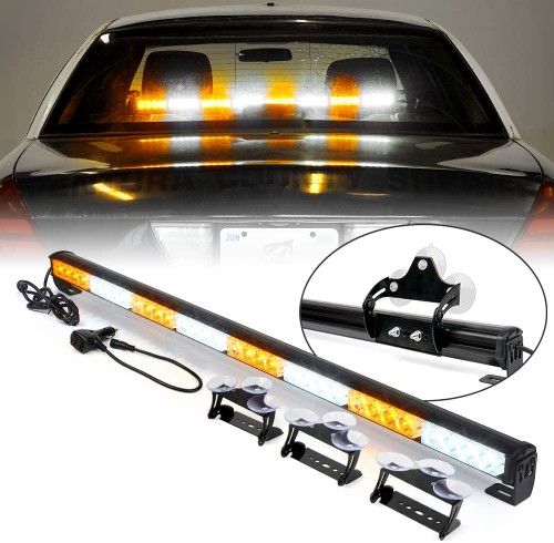 LED Emergency Dash Strobe Lights Bar w/Controller Windshield Visor Safety Warning Traffic Caution Lightbar Deck Split Flashing Light for Construction