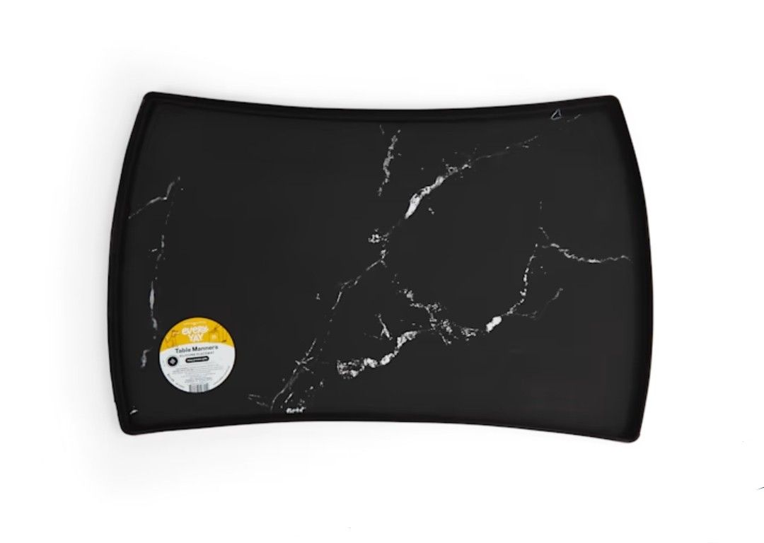 Every Yay Table Manners Black Marble Silicone Place Mat - M/L - Medium/Large