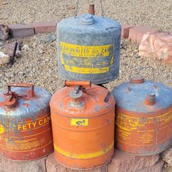 Vintage Oil And Gas Cans 5 Gallon In Size
