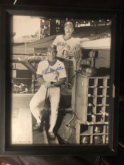 Paul Molitor and Robin Yount autographed black and white framed photo Milwaukee Brewers