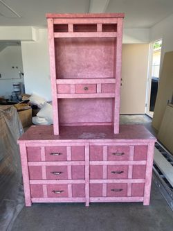 Pink Dresser with Hutch Topper