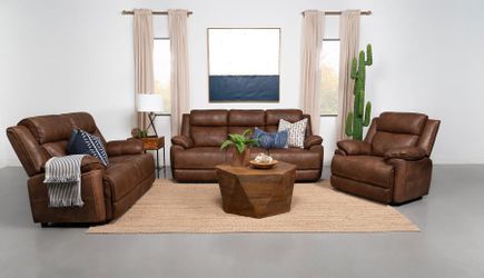  508281-S3 Ellington 3-piece Upholstered Padded Arm Sofa Set Dark Brown