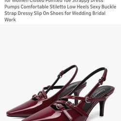 LADIES BURGUNDY KITTEN HEEL PUMPS SIZE 9