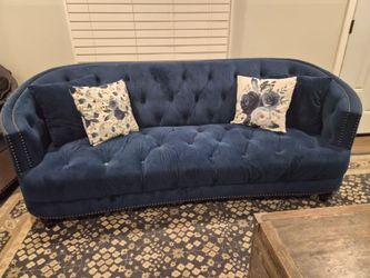Blue Velvet Couch Set