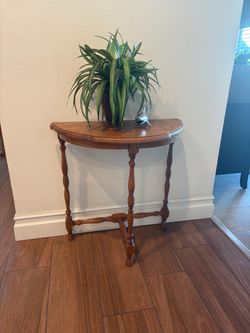 Wood Demilune Half-Moon Console Table
