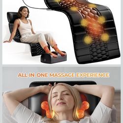 Full Body Massage Mat with Heat, Detachable Massager Pad, 10 Vibrating Motors, 9 Intensity Levels, D