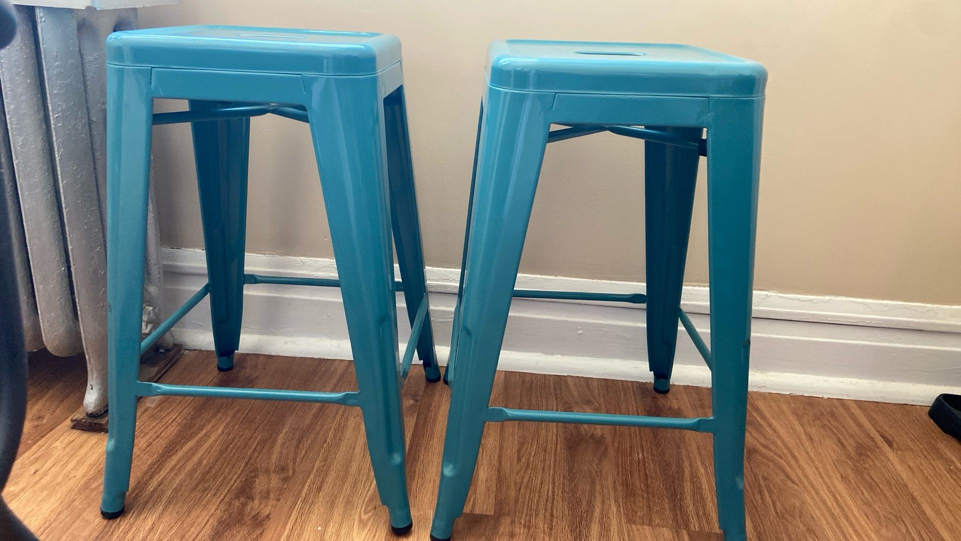 Aqua Blue Counter Height Stools 2x