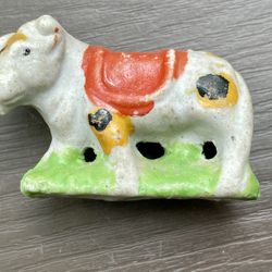 Vintage / Antique Cow Figurine - Bisque - 1940s - Dollhouse - Miniature - Mini - Occupied Japan - Knick Knack