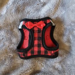 Plaid XS Dog Harness With Red Bow
