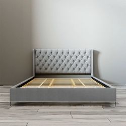 King bed frame / gray fabric